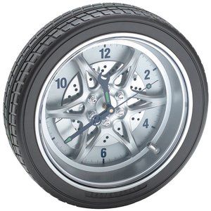 Large 14" Rubber Wheel Wall Clock Tire Rim Gear Clock NEW IN BOX